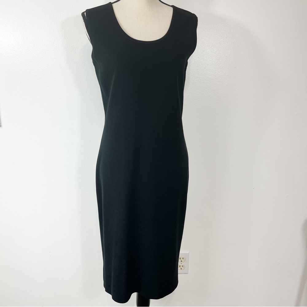 Ming Wang Black Sheath Midi Dress Size Small